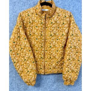 Sonoma Goods For Life Yellow Floral Quilted Jacket Women's Size S